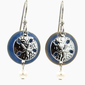 Sand Dollar Drop Earrings in Silver